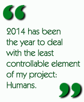 2014 has been the year to deal with the least controllable element of my project: Humans.