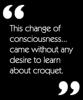 This change of consciousness...came without any desire to learn about croquet.